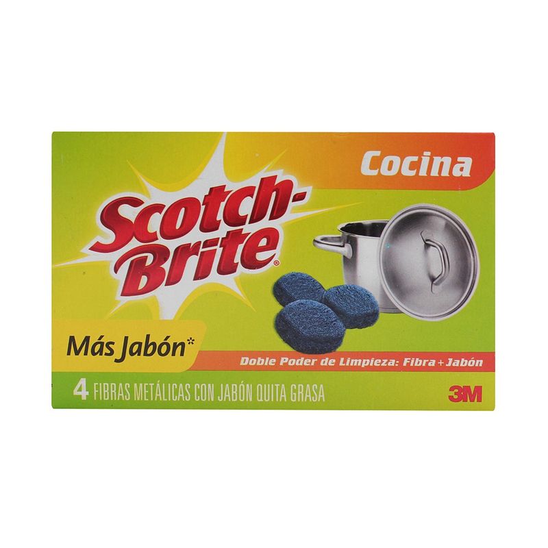 Fibras Scotch-Brite Metálica con Jabón 4pz