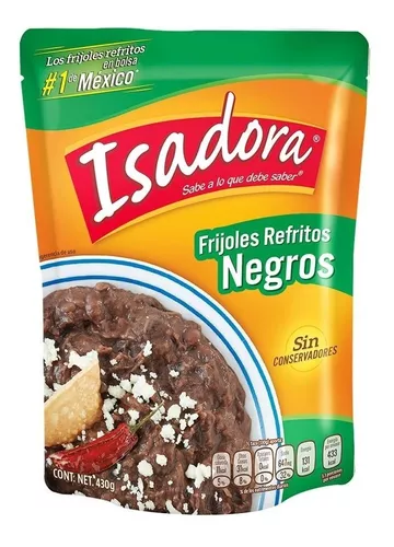 Frijoles Isadora Negros Refritos Bolsa 430gr