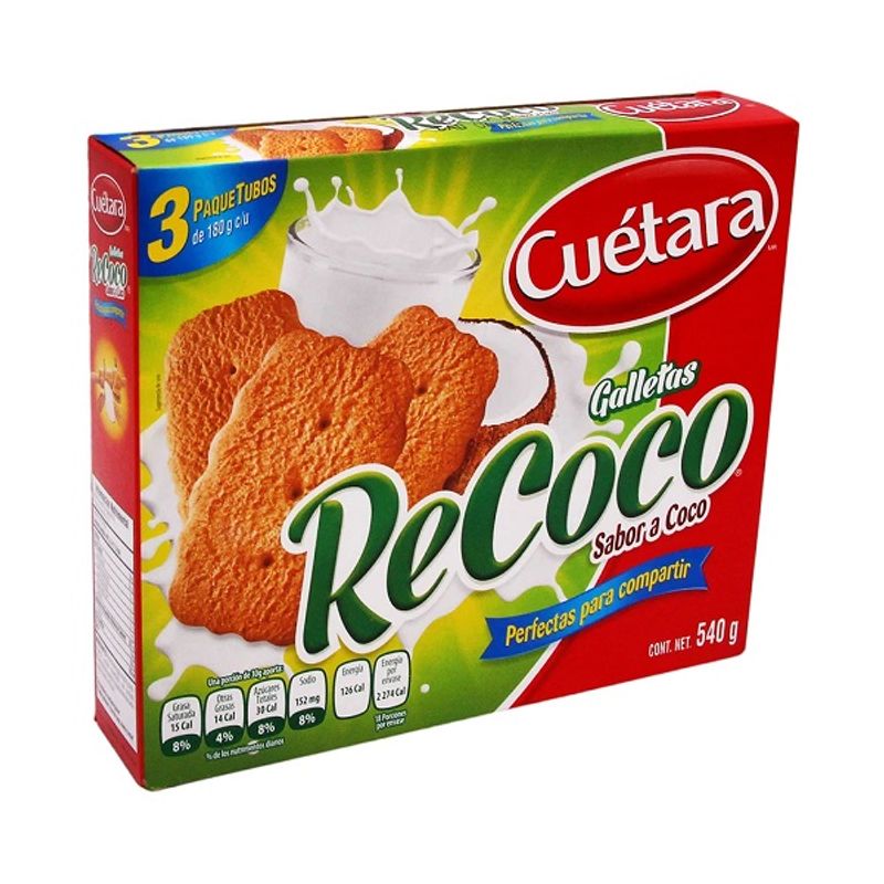 Galletas Cuetara Recoco Sabor Coco 3pq de 180gr