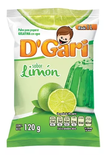 Gelatina D'Gari Limón en Polvo para Agua 120gr