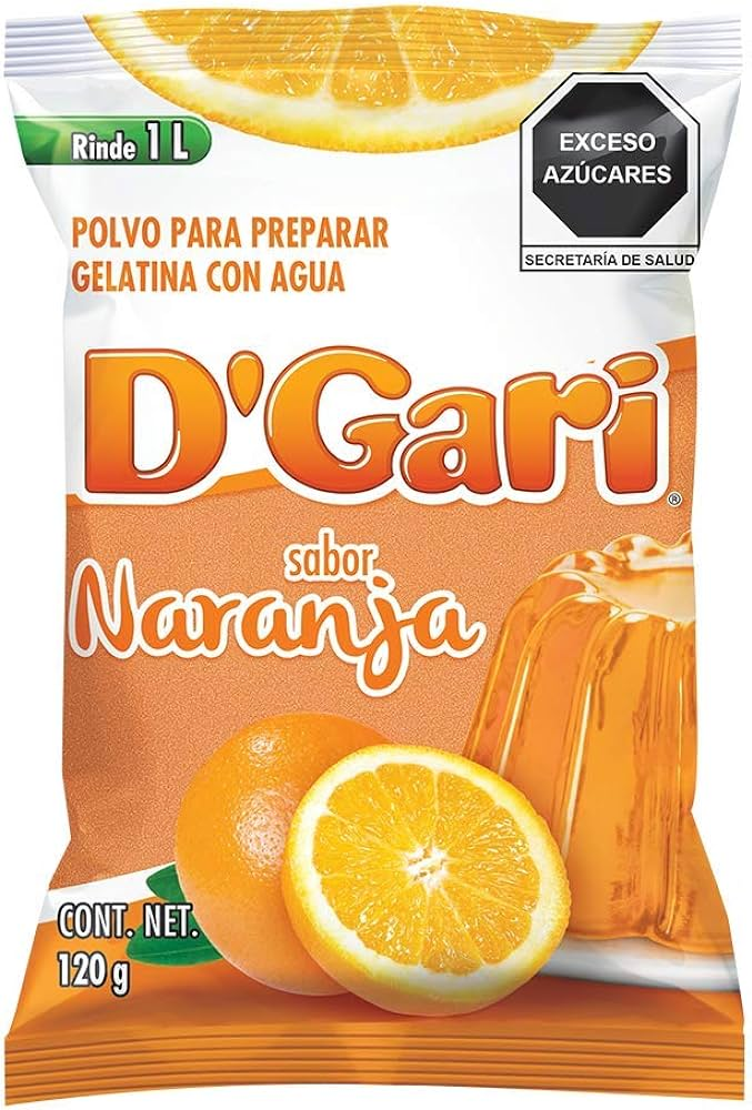 Gelatina D'Gari Naranja en Polvo para Agua 120gr
