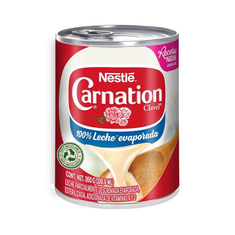 Leche Evaporada Carnation Clavel Nestlé 360gr