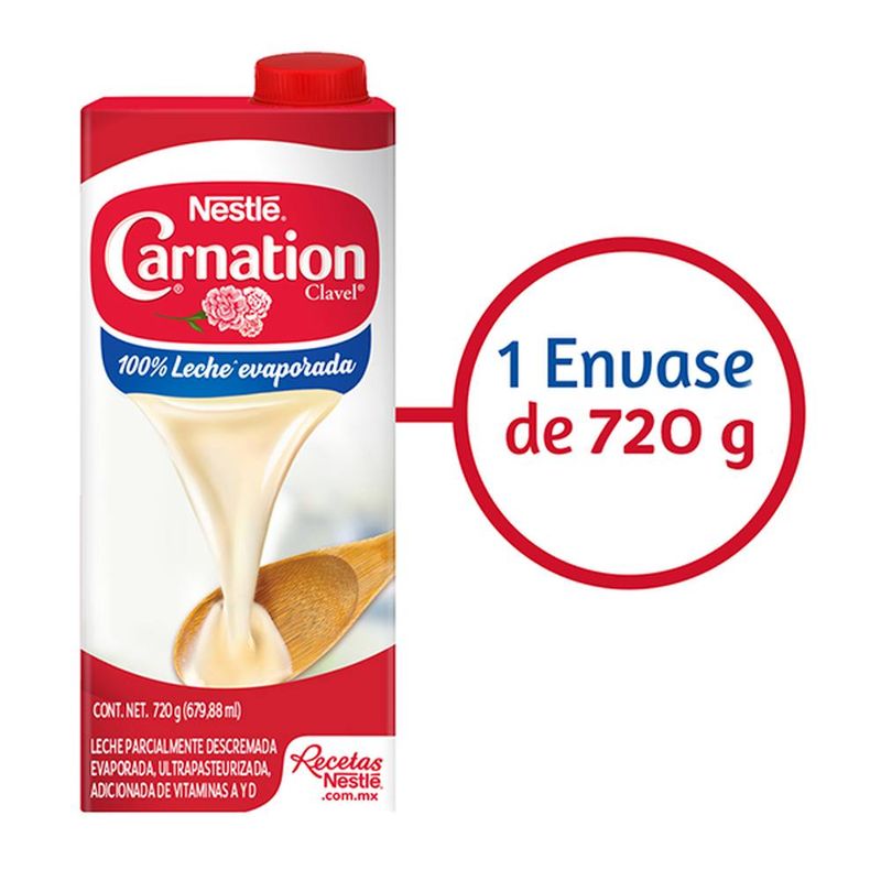 Leche Evaporada Carnation Clavel Nestlé 720gr