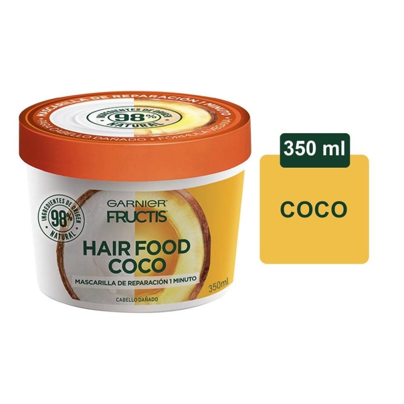 Mascarilla Revitalizante para Cabello Fructis Garnier Hair Food Coco Reparación 350ml