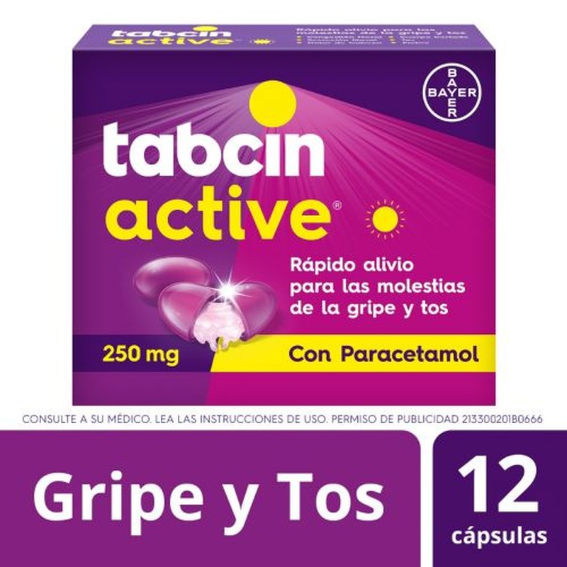 Medicamento Tabcin Active Cápsulas 12pz