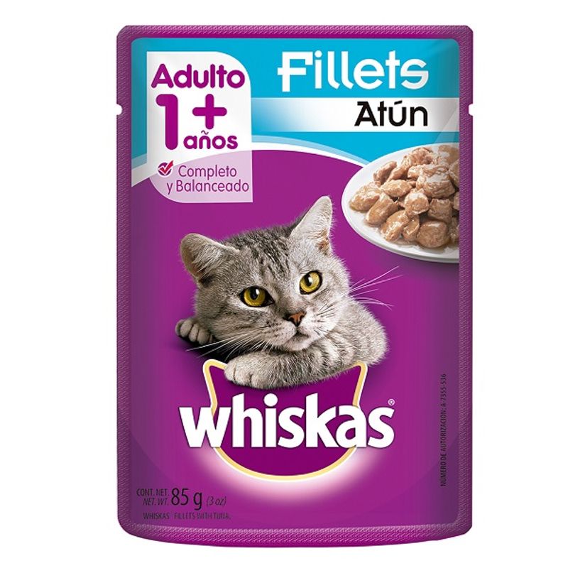 Alimento para Gato Whiskas Adulto Filete Atún Sobre 85gr