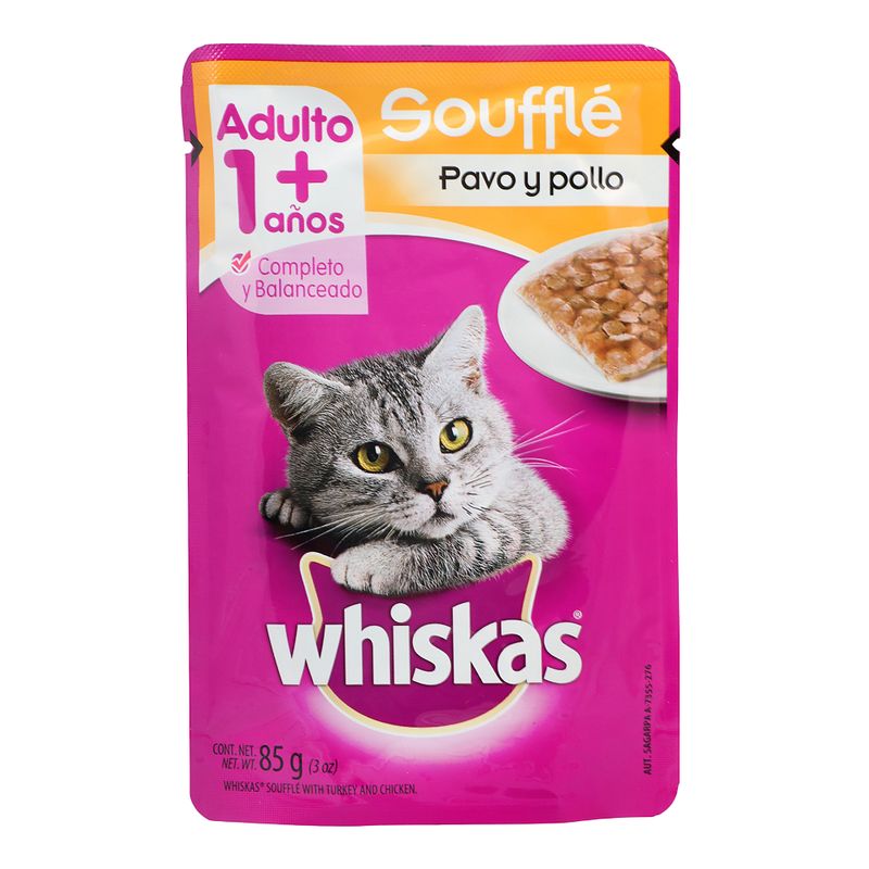 Alimento para Gato Whiskas Adulto Soufflé Pavo y Pollo 85gr
