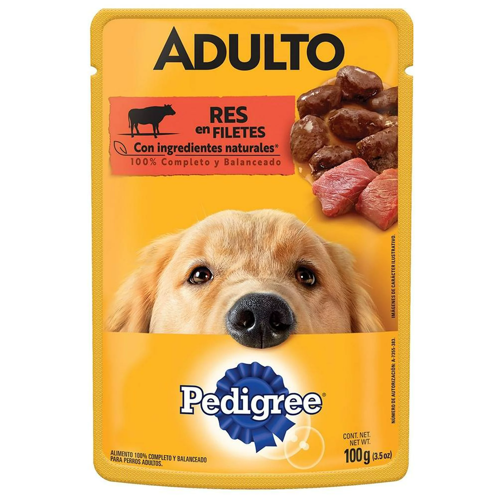 Alimento para Perro Pedigree Adulto Res en Filetes Sobre 100gr