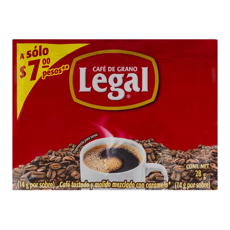 Café de Grano Legal Sobre 15gr 2pz