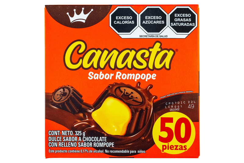 Chocolate Canasta Sabor Rompope 50pz