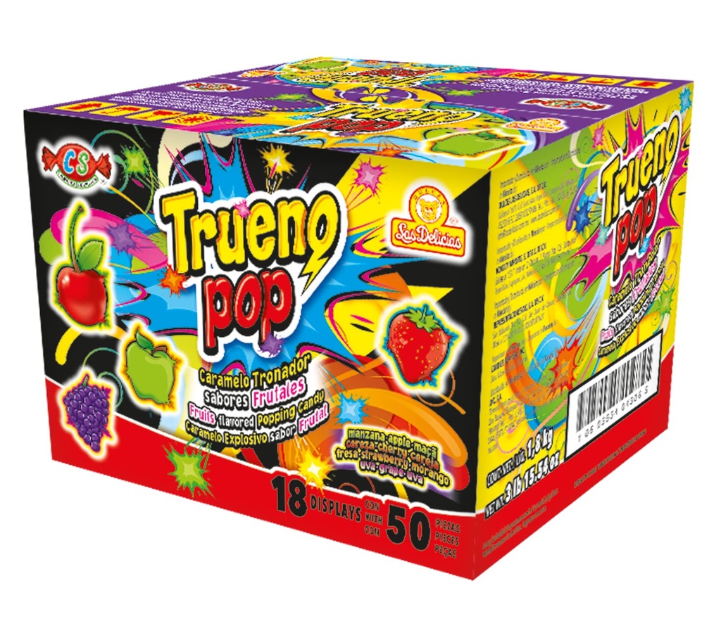Caramelo Trueno Pop Tronador Sabores Frutales 50pz