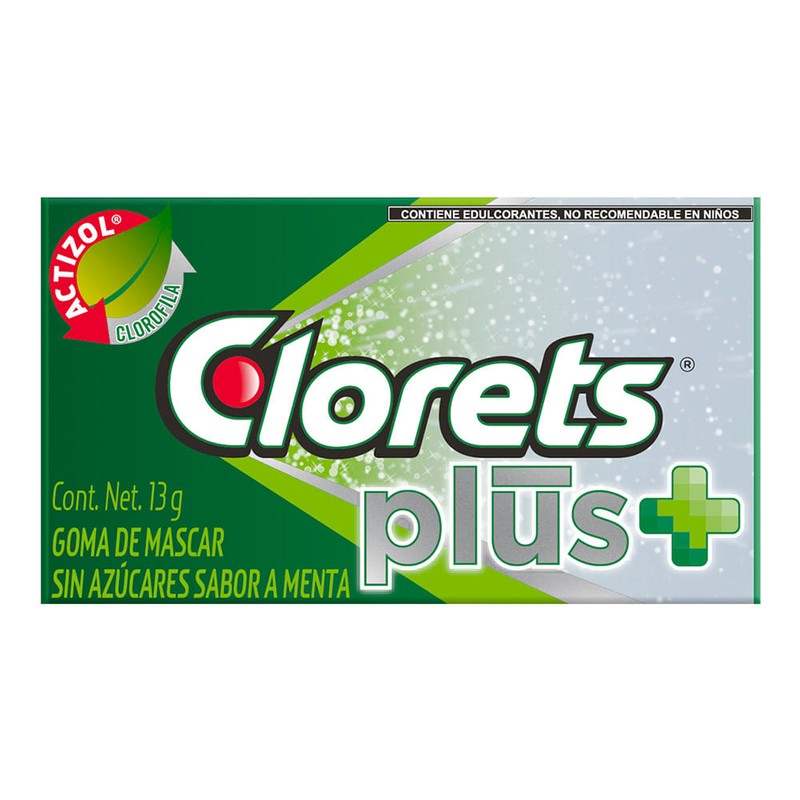 Chicle Clorets Plus+ Menta 13gr