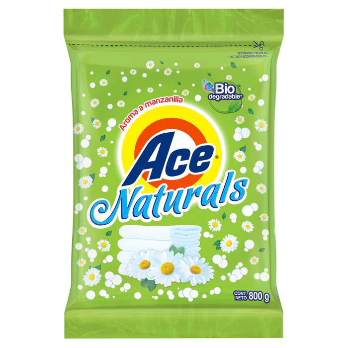 Detergente Ace Naturals Sábila Manzanilla en Polvo 800gr