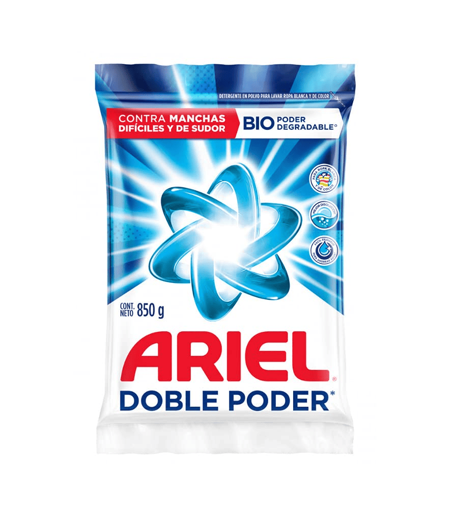 Detergente Ariel Doble Poder en Polvo 850gr