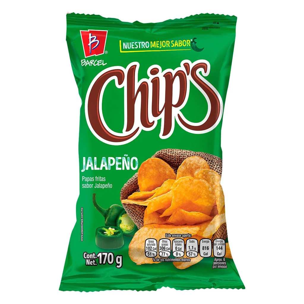 Papas Fritas Chips Barcel Jalapeño 170gr
