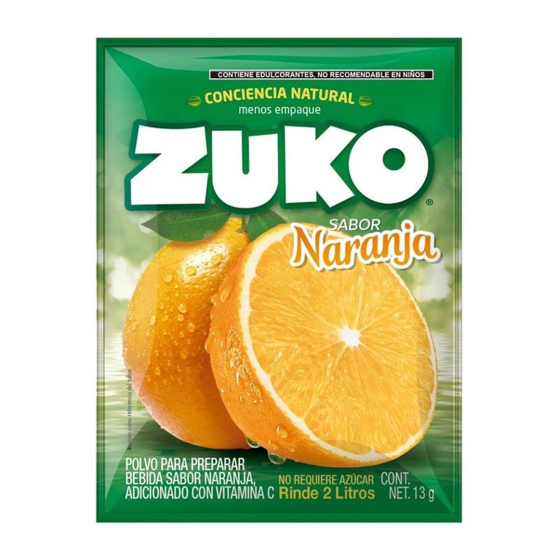 Polvo para Preparar Bebida Zuko Sabor Naranja 13gr