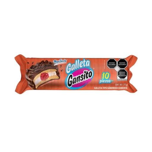[GANSITO GALLETA 10PZ] Galletas Gansito Marinela tipo Sándwich Cubierta de Chocolate 21.5gr 10pz