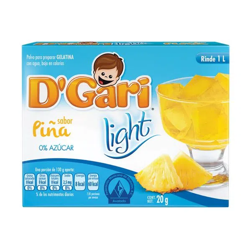 [D'GARI LIGHT PIÑA 20GR] Gelatina D'Gari Light Piña en Polvo para Agua 20gr