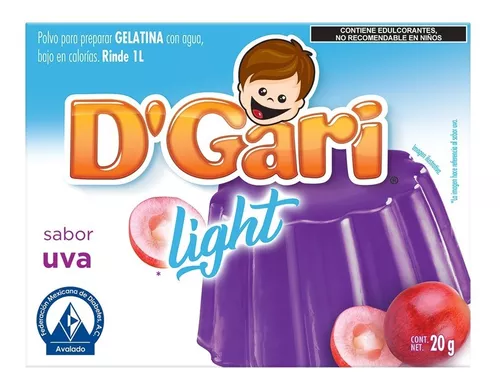 [D'GARI LIGHT UVA 20GR] Gelatina D'Gari Light Uva en Polvo para Agua 20gr