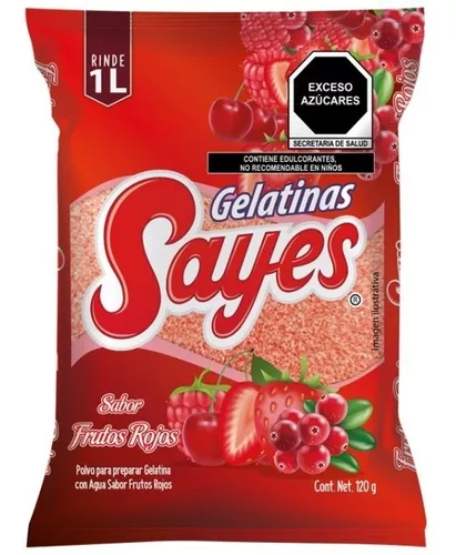[SAYES FRUTOS ROJOS 120GR] Gelatina Sayes Frutos Rojos en Polvo para Agua 120gr