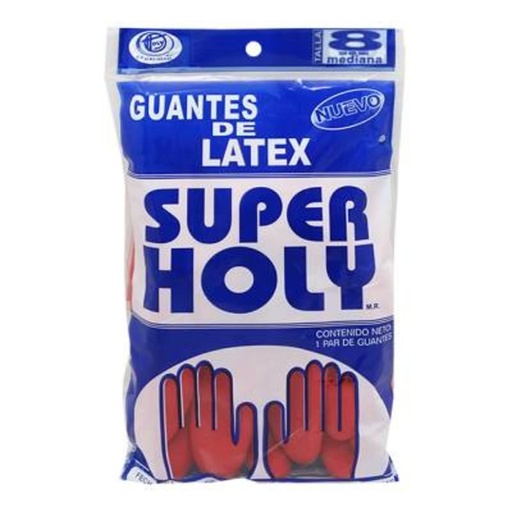 [GUANTES DE LATEX SUPER HOLY TALLA 8 MEDIANA 1PZ] Guantes de Latex Super Holy Talla 8 Mediana