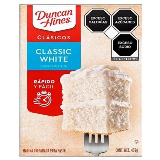 [HARINA DUNCAN HINES P/PASTEL BLANCO CLÁSICO 432GR] Harina Duncan Hines para Preparar Pastel Blanco Clásico 432gr