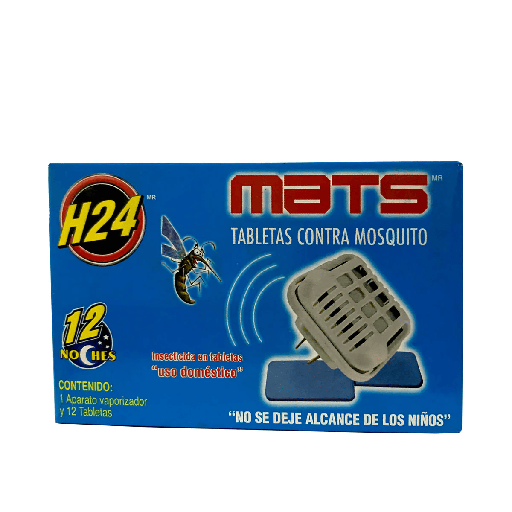 [H24 MATS 12PZ] Insecticida H24 Mats en Tabletas un Aparato Vaporizador + 12pz