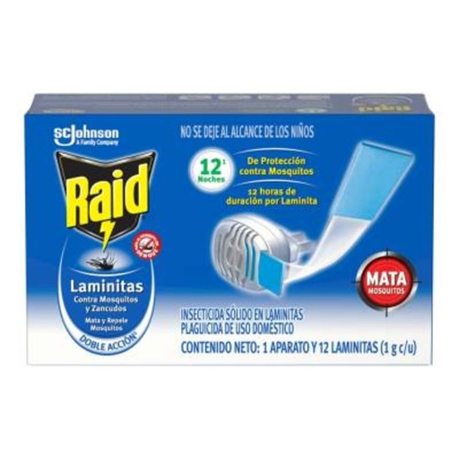[RAID LAMINITAS 12PZ] Insecticida Raid en Laminitas 1 aparato + 12pz