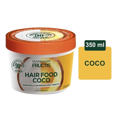 [MASCARILLA FRUCTIS GARNIER HAIR REPARACIÓN 350ML] Mascarilla Revitalizante para Cabello Fructis Garnier Hair Food Coco Reparación 350ml