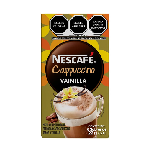 [SOLUBLE NESCAFÉ CAPPUCCINO VAINILLA 6PZ] Café Soluble Nescafé Cappuccino Vainilla 6pz
