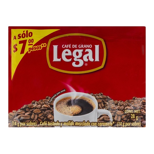 [LEGAL SOBRE 30GR] Café de Grano Legal Sobre 15gr 2pz