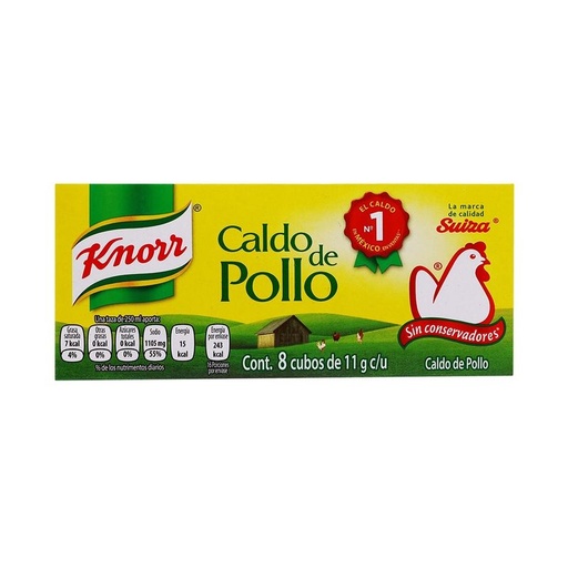 [KNORR 8PZ] Caldo de Pollo Knorr Suiza Cubo 11gr 8pz