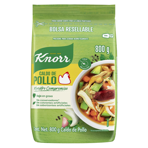 [KNORR BOLSA 800GR] Caldo de Pollo Knorr Suiza en Polvo Bolsa Resellable 800gr
