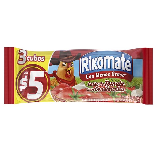 [RIKOMATE 3PZ] Caldo de Tomate Rikomate en Cubo 11gr 3pz