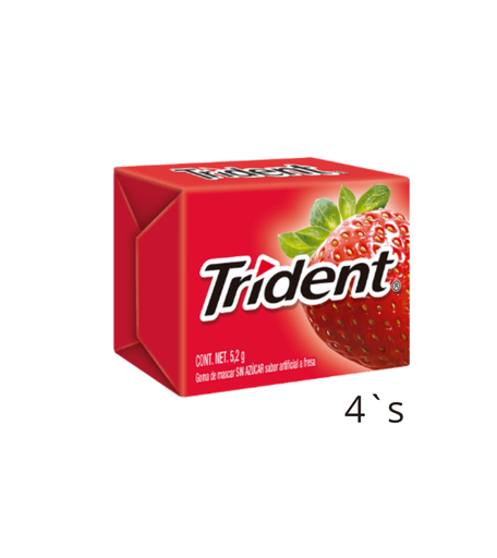[TRIDENT FRESA 4'S] Chicle Trident Fresa 4's 1pz