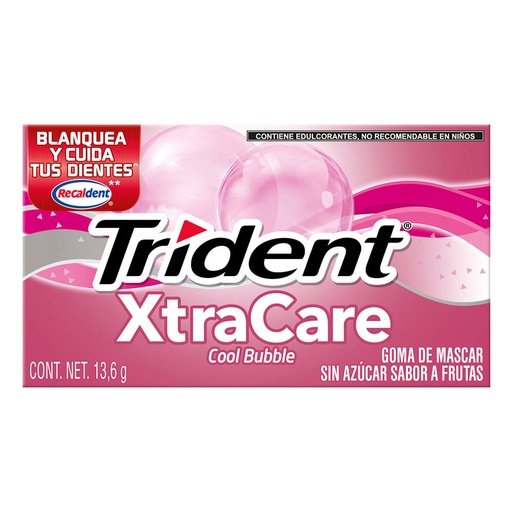 [TRIDENT XTRACARE COOL BUBBLE 13.6GR] Chicle Trident Xtracare Cool Bubble 13.6gr