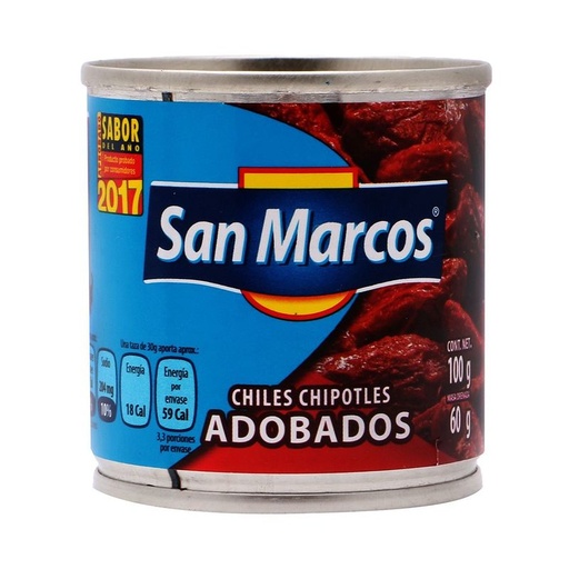 [SAN MARCOS CHIPOTLES 100GR] Chiles Chipotles San Marcos Adobados 100gr