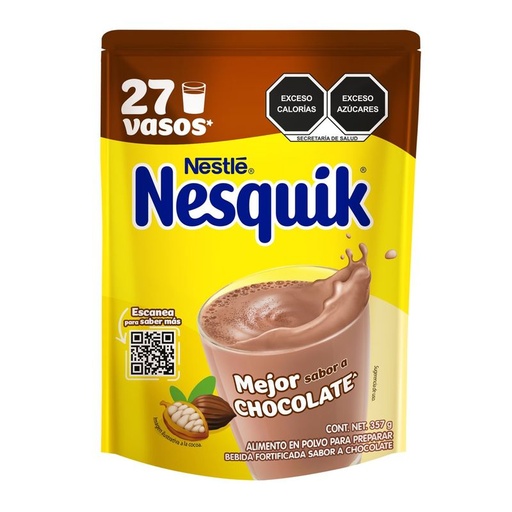 [NESQUIK NESTLÉ POLVO 357GR] Chocolate Nesquik Nestlé en Polvo Bolsa 357gr
