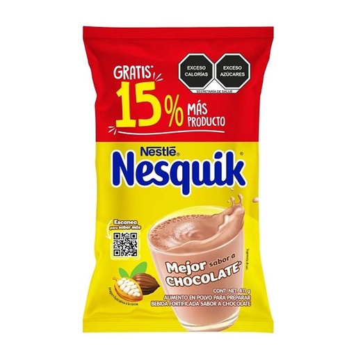 [NESQUIK NESTLE POLVO 411GR] Chocolate Nesquik Nestlé en Polvo Bolsa 411gr