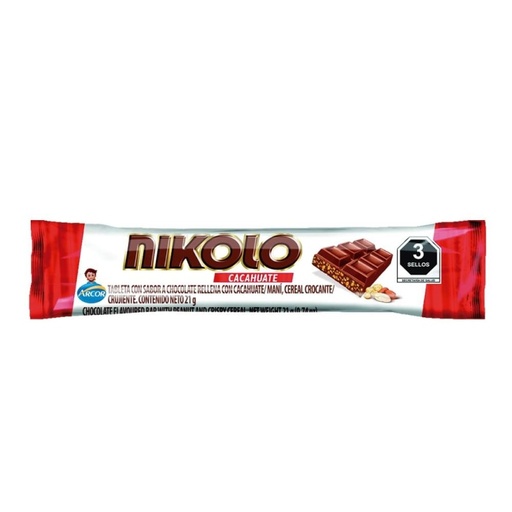 [NIKOLO CACAHUATE 21GR] Chocolate Nikolo Cacahuate 21gr
