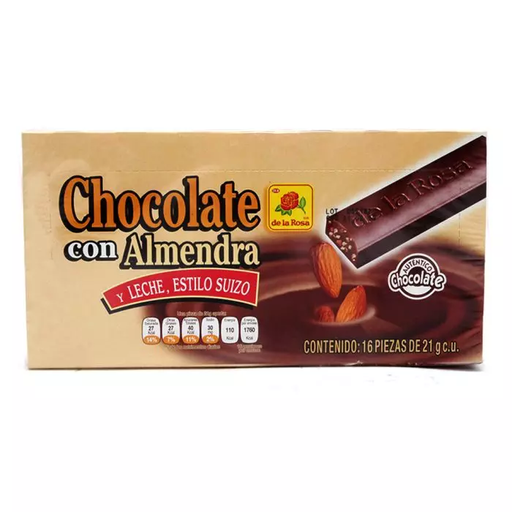 [CHOCOLATE CON ALMENDRA DE LA ROSA 16PZ] Chocolate de la Rosa con Almendra 16pz