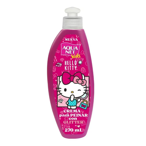 [CREMA AQUA NET KIDS HELLO KITTY 270ML] Crema para Peinar Aqua Net Kids con Glitter Hello Kitty 270ml