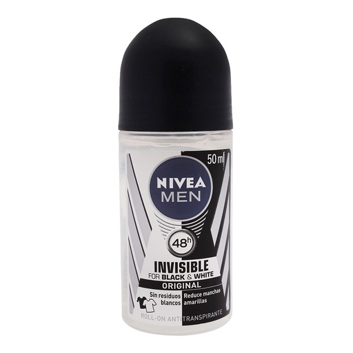 [NIVEA MEN B&W ROLL-ON 50ML] Desodorante Nivea Men Invisible For Black White Roll-On 50ml