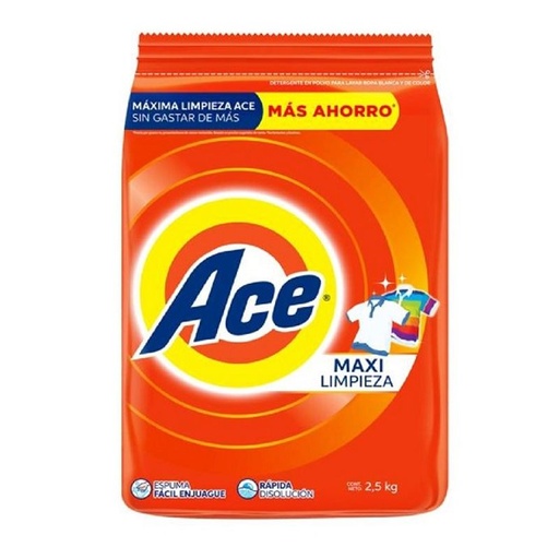 [ACE 2.5KG] Detergente Ace Maxi Limpieza en Polvo 2.5kg