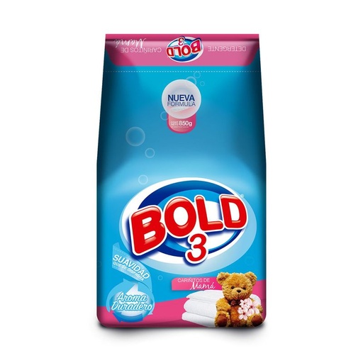 [BOLD 3 CARIÑITOS 850GR] Detergente Bold 3 Cariñitos de Mamá en Polvo 850gr