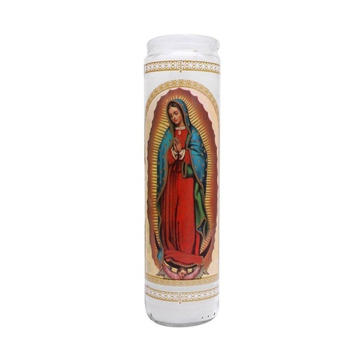 [LUZ ETERNA VIRGEN 1PZ] Veladora Luz Eterna Virgen de Guadalupe Vaso 1pz